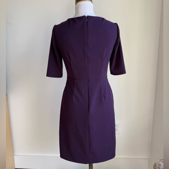 BETSEY JOHNSON PLUM PURPLE SHORT SLEEVE PROFESSIONAL MIDI DRESS SIZE 0 - Picture 3 of 8